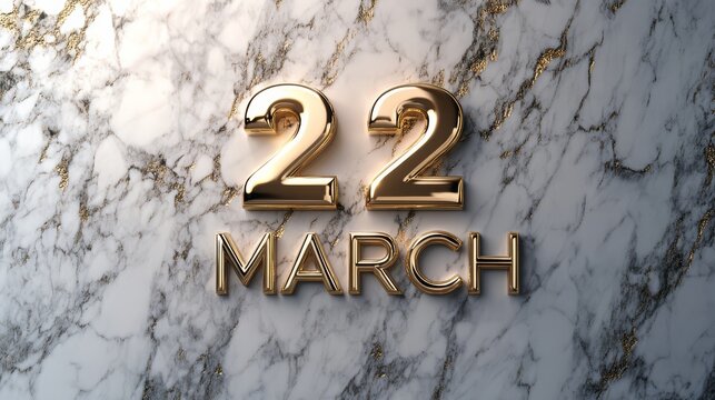Golden 22nd March: Elegant Marble Date