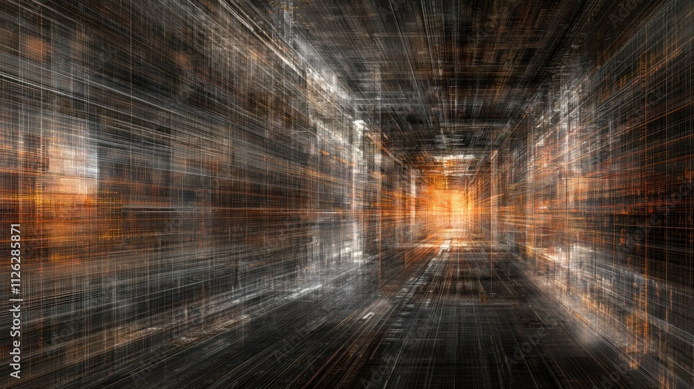 Poster abstract corridor with a sense of depth and motion.