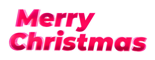 bright red 3D inscription Merry Christmas on a transparent background