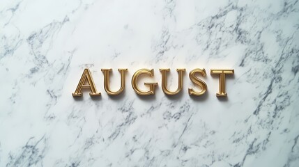 Golden August: A simple yet elegant arrangement of golden letters spelling "August" against a backdrop of marble.  The image evokes a sense of sophistication and anticipation for the summer month. 
