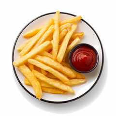 Crispy French Fries with Ketchup   Delicious Fast Food  Restaurant Dish  Appetizer  Snack 