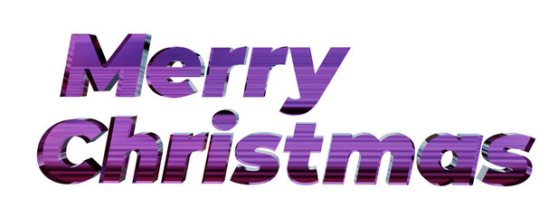 3D inscription Merry Christmas made of colored glass on a transparent background
