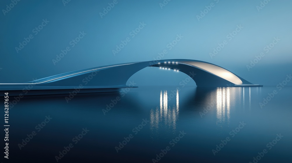 Poster A detailed minimalist shot of sleek bridge lighting, with a simple backdrop emphasizing the architectural elegance of the structure.