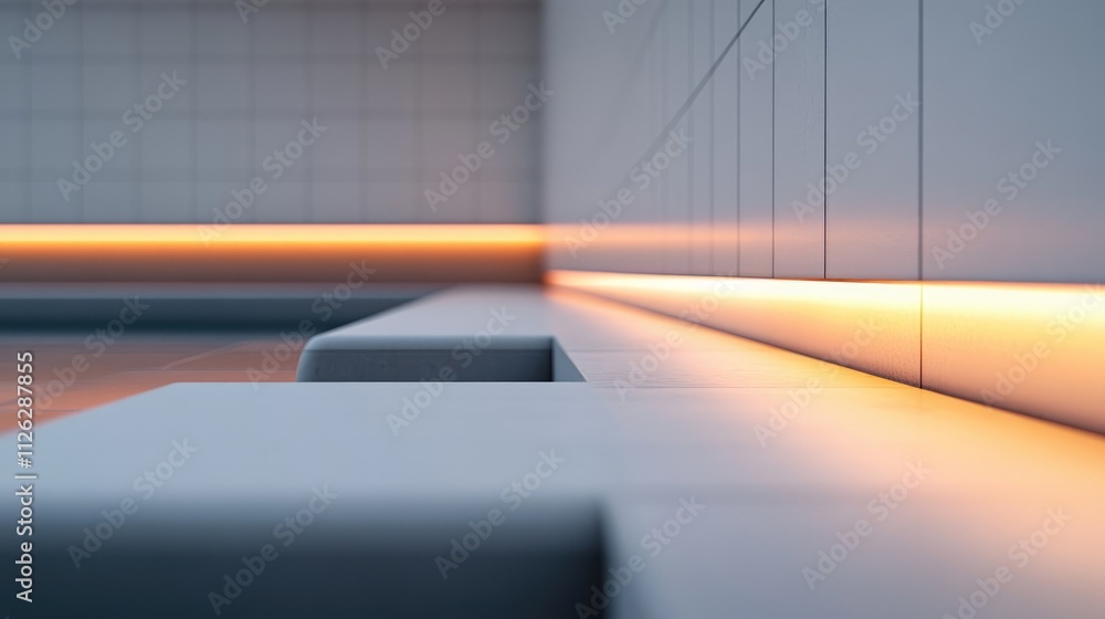 Poster a detailed shot of modern bridge lighting, captured in minimalist style, with a simple backdrop high