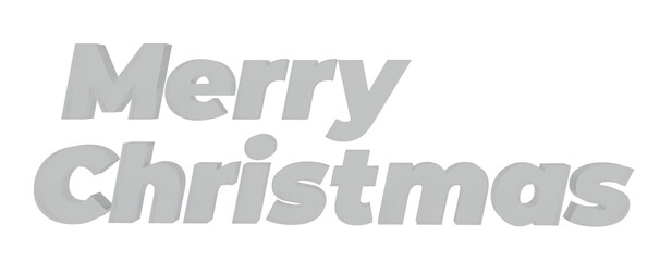 white 3D inscription Merry Christmas on a transparent background