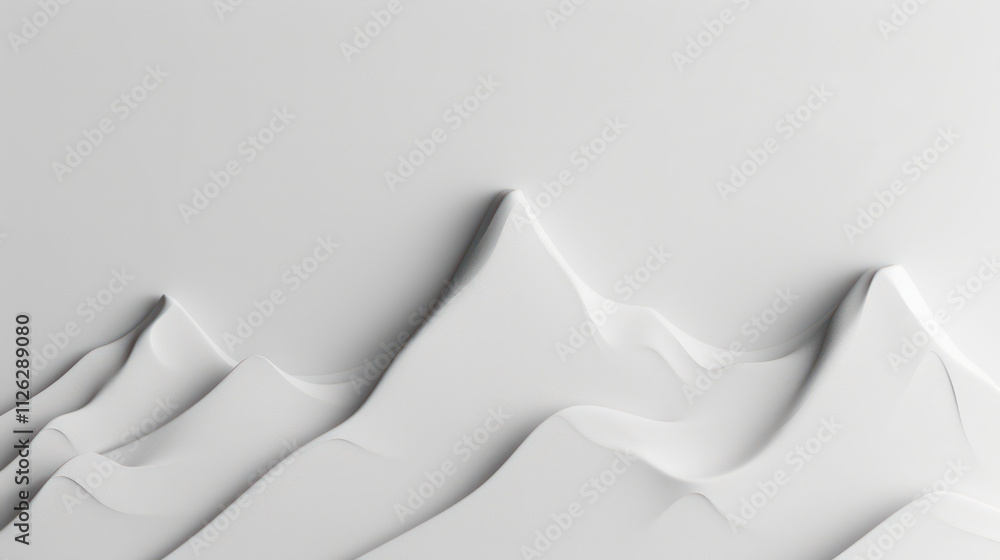 Leinwandbilder abstract white mountainscape design with smooth curves and subtle shadows creating a minimalist aest