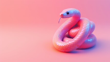 Fototapeta premium Minimalist 3D Snake in Soft Pastel Colors