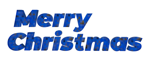 3D inscription Merry Christmas from a blue texture on a transparent background