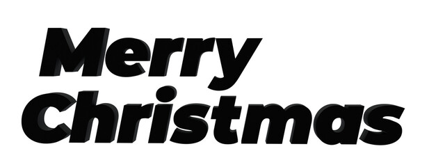 black 3D inscription Merry Christmas on a transparent background