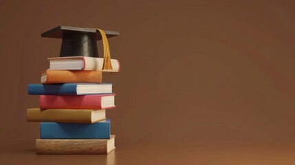 Graduation Cap on Stack of Books