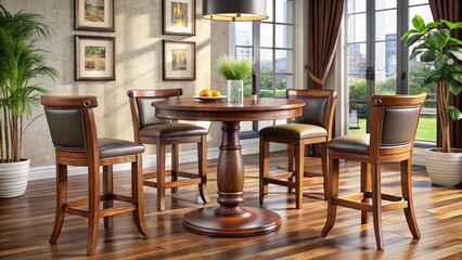 Fototapeta premium Elegant Pub Table Set, Social Dining, Stylish Design, Bright Photos