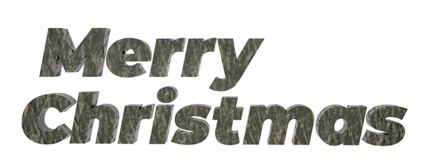 3D inscription Merry Christmas from the texture on a transparent background