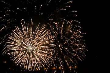 Golden Fireworks Paint the Night Sky