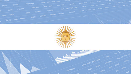 Argentina flag - Waving flag on report analytics data statement