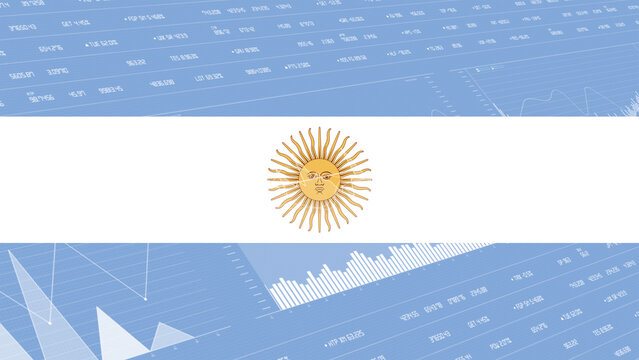 Argentina flag - Waving flag on report analytics data statement - Powered by Adobe