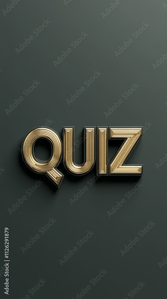 Poster golden quiz word: a captivating, 3d golden 