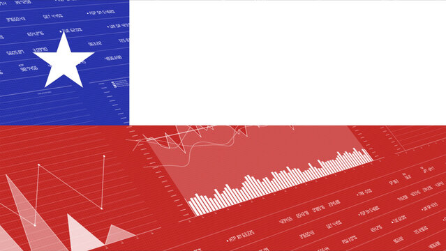 Chile flag - Waving flag on report analytics data statement - Powered by Adobe
