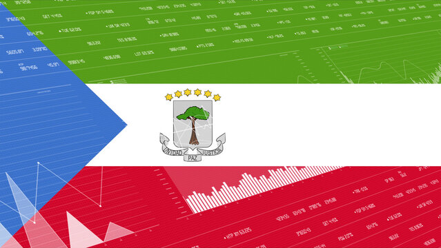 Equatorial Guinea flag - Waving flag on report analytics data statement - Powered by Adobe