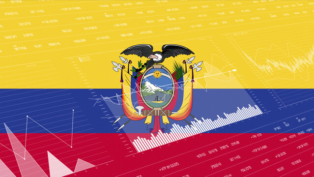 Ecuador flag - Waving flag on report analytics data statement - Powered by Adobe