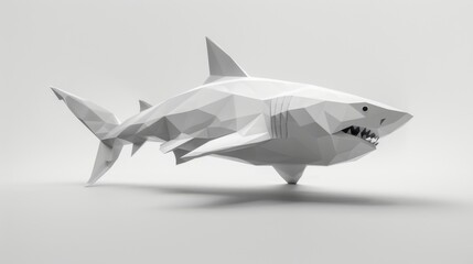 Minimalist 3D Shark Model in Clean White Design
