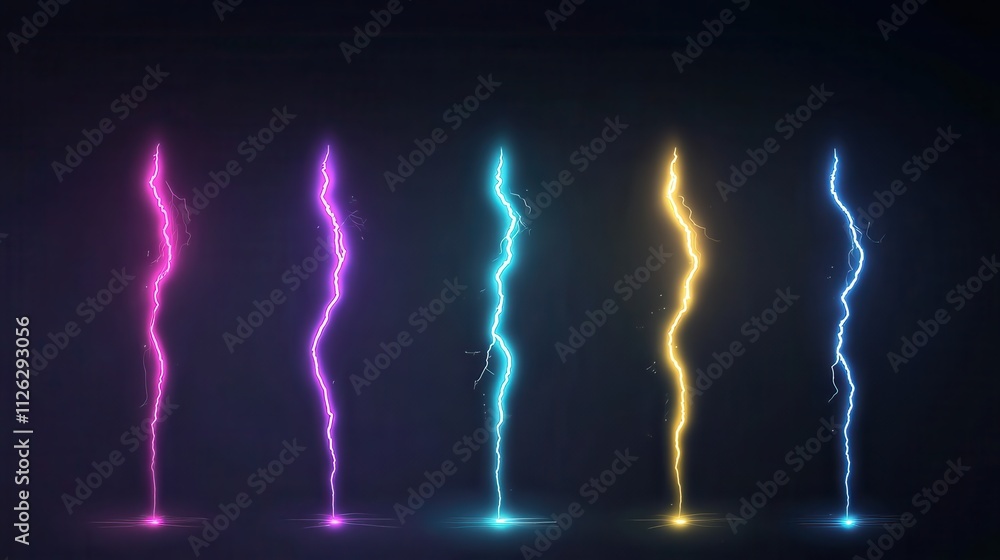 Poster dynamic lightning strikes illuminating dark skies abstract visual art digital environment futuristic