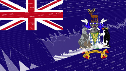 South Georgia and the South Sandwich Islands flag - Waving flag on report analytics data statement