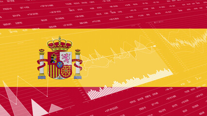 Spain flag - Waving flag on report analytics data statement