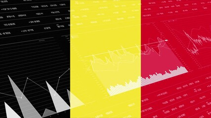 Belgium flag - Waving flag on report analytics data statement - Powered by Adobe