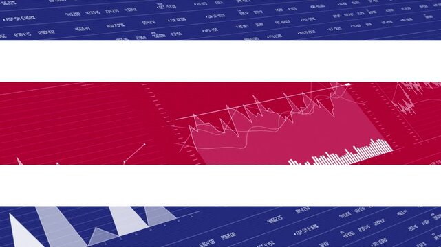 Costa Rica flag - Waving flag on report analytics data statement
