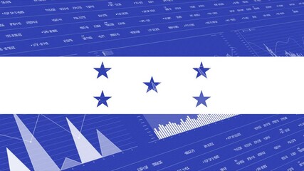Honduras flag - Waving flag on report analytics data statement - Powered by Adobe