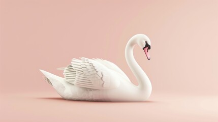 Fototapeta premium Minimalist 3D Swan Design on Soft Background