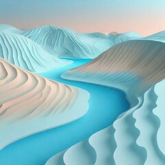 침식으로 인한 푸른 빛 곡선과 물의 노출 일러스트. 02