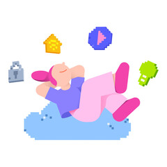 Woman controls a smart home system