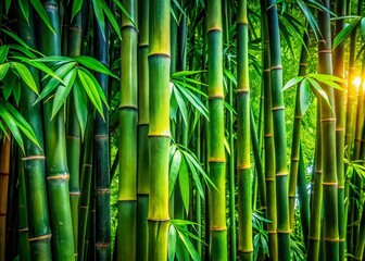 Fototapeta premium Lush Bamboo Cluster - Green Foliage Design Element