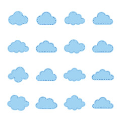 雲のアイコン　手描き風　くもり　クラウド　ステッチ