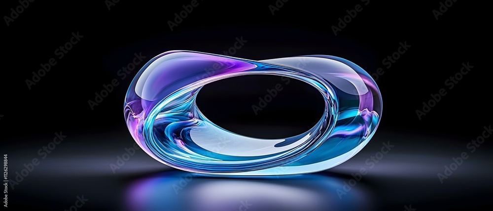 Aufkleber fluid glass ribbon gracefully undulating, shimmering with light, creating an ethereal atmosphere, re