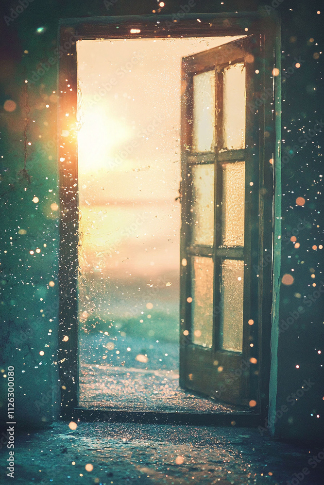 Poster quantum window with particle effects