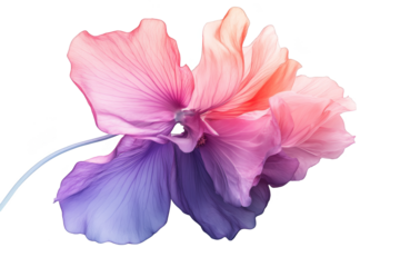 Vibrant Pastel Flower Glitch Art Digital Bloom, Psychedelic Hues, Isolated On Transparent Background, Png Cut Out