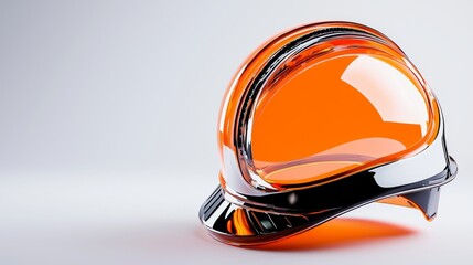 Fototapeta premium Close-up of a sturdy construction helmet with bold color on white background, high resolution, emphasizing quality materials