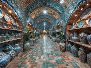 Obraz premium Iranian Bazaar Colorful Pottery Tile Handicrafts Souvenirs