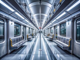Obraz premium Sleek Grey Subway Interior, Modern Urban Transportation