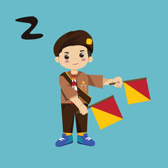 Pramuka BOY sandi morse semaphore z a kid student