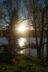 Lake McDonald Lake at sunset time at Glacier national park, Montana, USA.