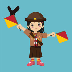 Pramuka girl sandi morse semaphore y a kid student
