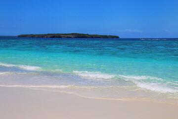 Sandy beach at Gee island in Ouvea lagoon, Loyalty Islands, New Caledonia