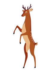 Deer animal icon. Cute spotted forest deer. Wild nature creature concept. Horny spotted reindeer vector illustration