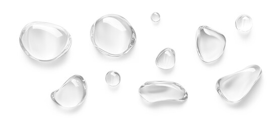 Set of water drops overlay isolated on transparent