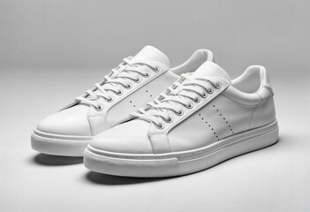 Sneakers Mockup on white on white isolated environment, plain, simple casual detailed style