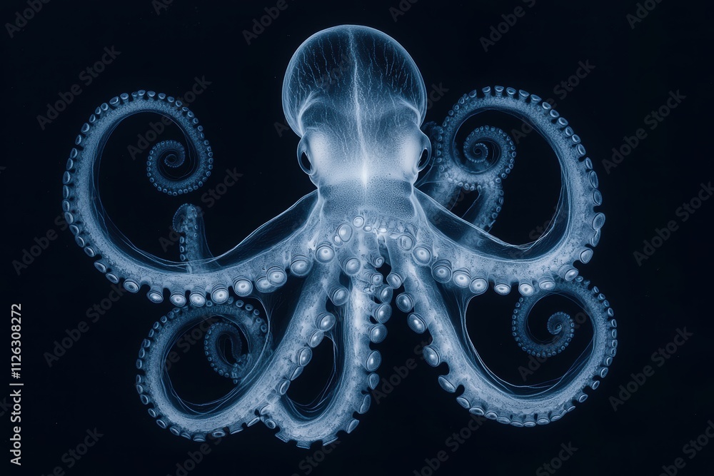 Aufkleber intricate x-ray of an octopus displaying unique tentacle structure