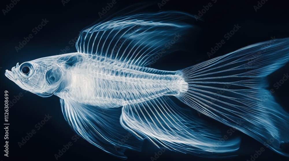 Aufkleber x-ray view of a fish showcasing internal structure and design